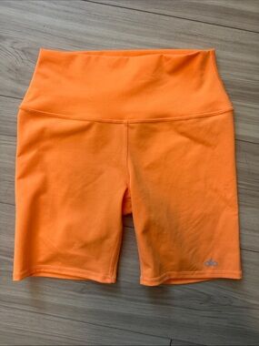 ALO Yoga High-Waist Bike Shorts in Vibrant Orange